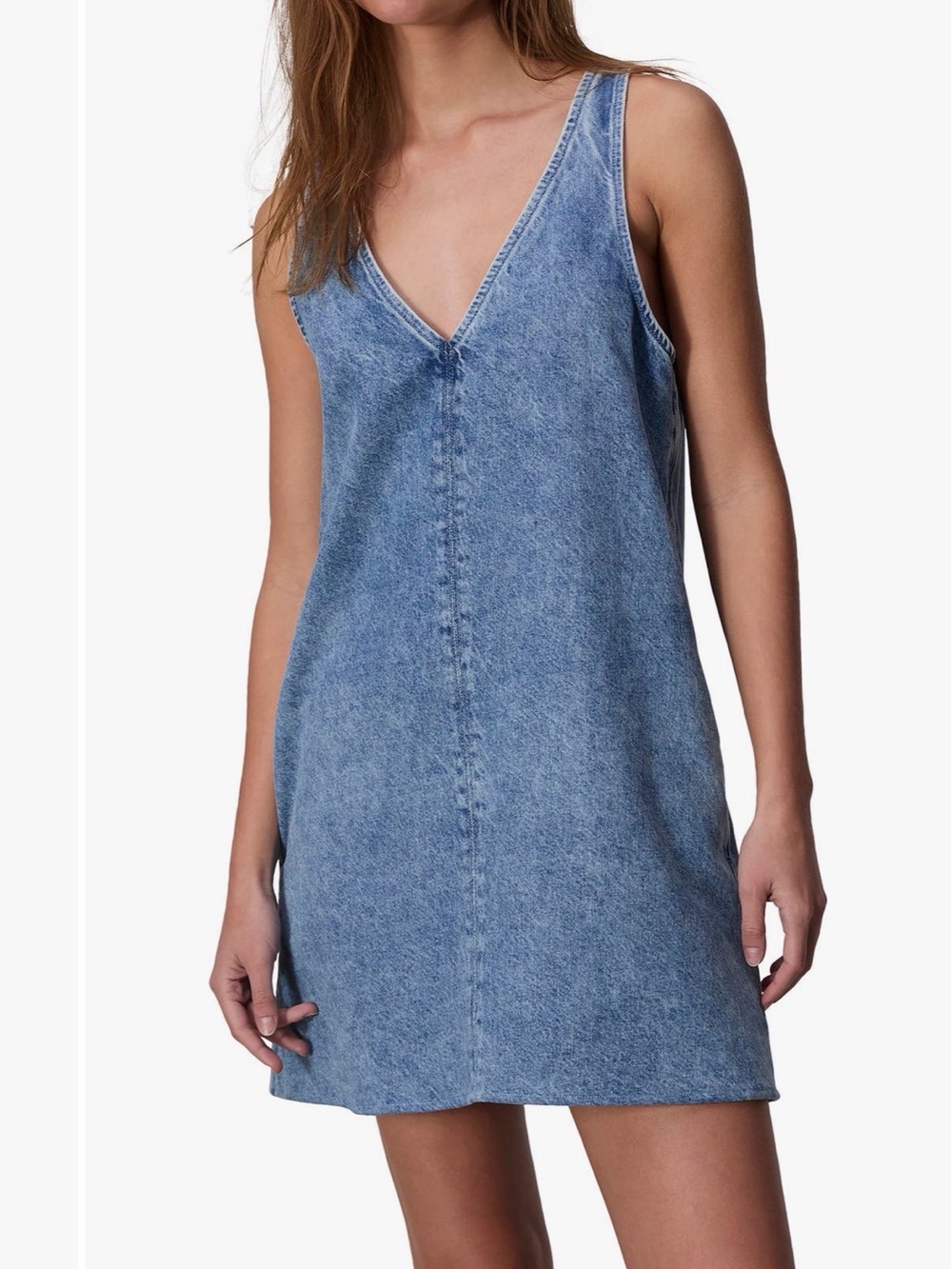 rag & bone Naia Denim Mini Dress M Mari Wash V-Neck Pockets EUC